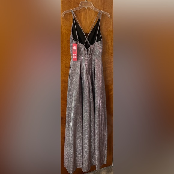 Crystal Doll Formal Shimmering Gown Silver/Pink/Purple Size 5 With Pockets NWT - Picture 2 of 5